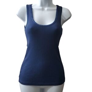 Vintage Express y2k 2000s Womens lot of 2 blue pink beaded Racerback Tank Tops